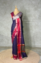 Bluish violet semi banarasi Saree - PIH100