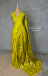 Lime Green Banarasi Satin silk Saree - PBRMM2F