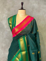 Dark green Chanderi saree- PCS06G
