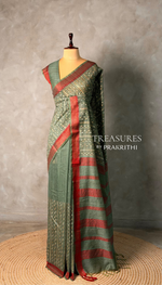 Green semi tusser saree- PBR32A