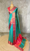 Aqua blue and Rani pink semi banarasi silk saree- AISHN1A