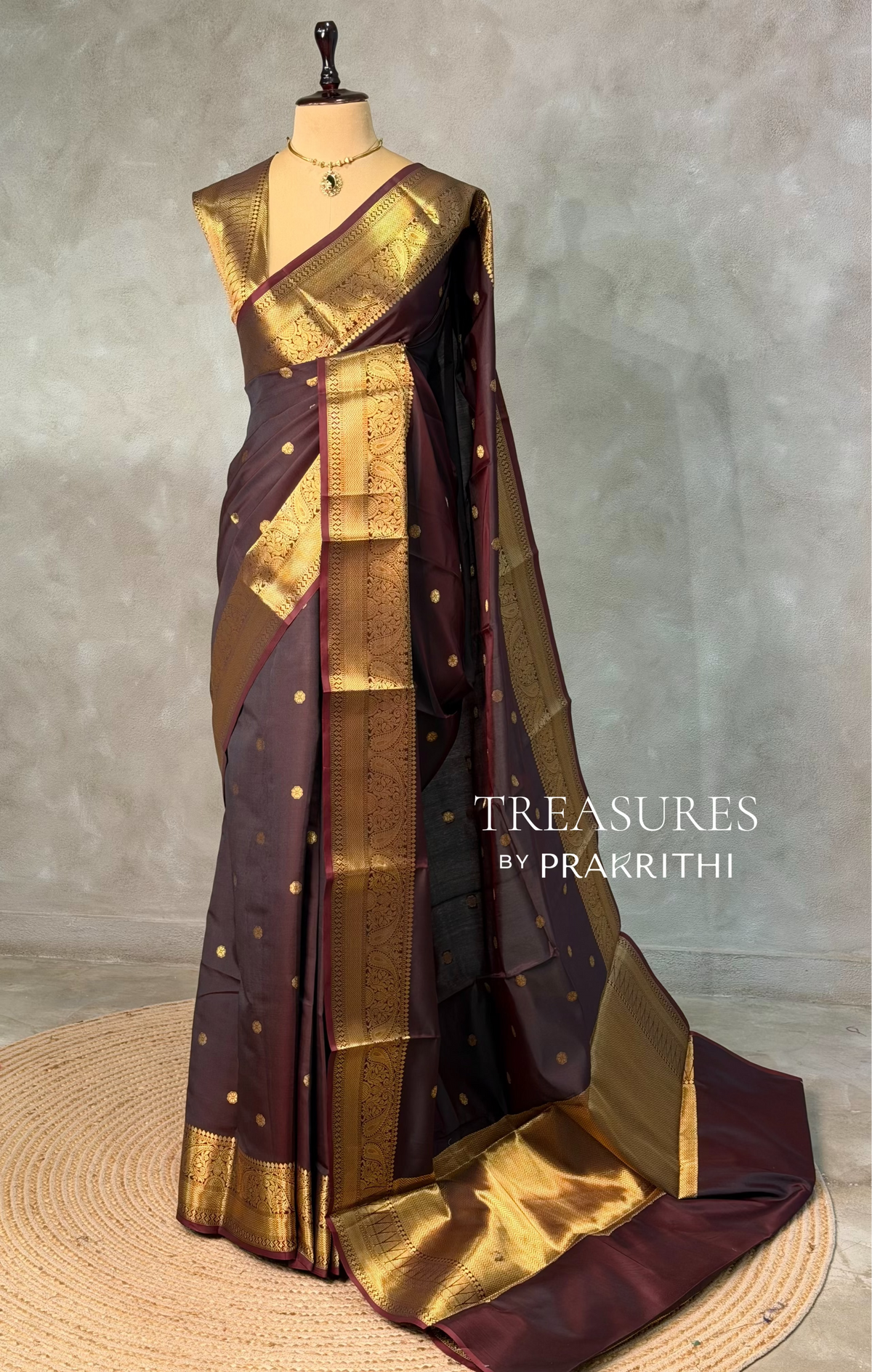 Peach and gold semi Banarasi silk saree -RUK45-IH