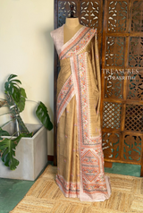Mustard Yellow semi tusser saree- PBR31C