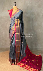Grey and Magenta semi kanchipuram soft silk saree - PSSN195