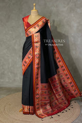 Black pochampalli silk Saree - PBRKIV4E
