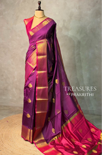 Wine and Magenta semi kanchipuram soft silk saree - PSSN199