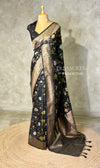 Black Semi Tusser silk saree- PBRMM4