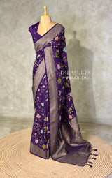 Violet Semi Tusser silk saree- PBRMM4D