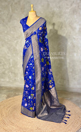 Royal blue Semi Tusser silk saree- PBRMM4E