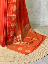 Rust orange crape silk saree - PBRNAK2