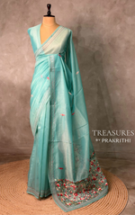 Blue Tissue Organza Silk saree silk saree- PBR2