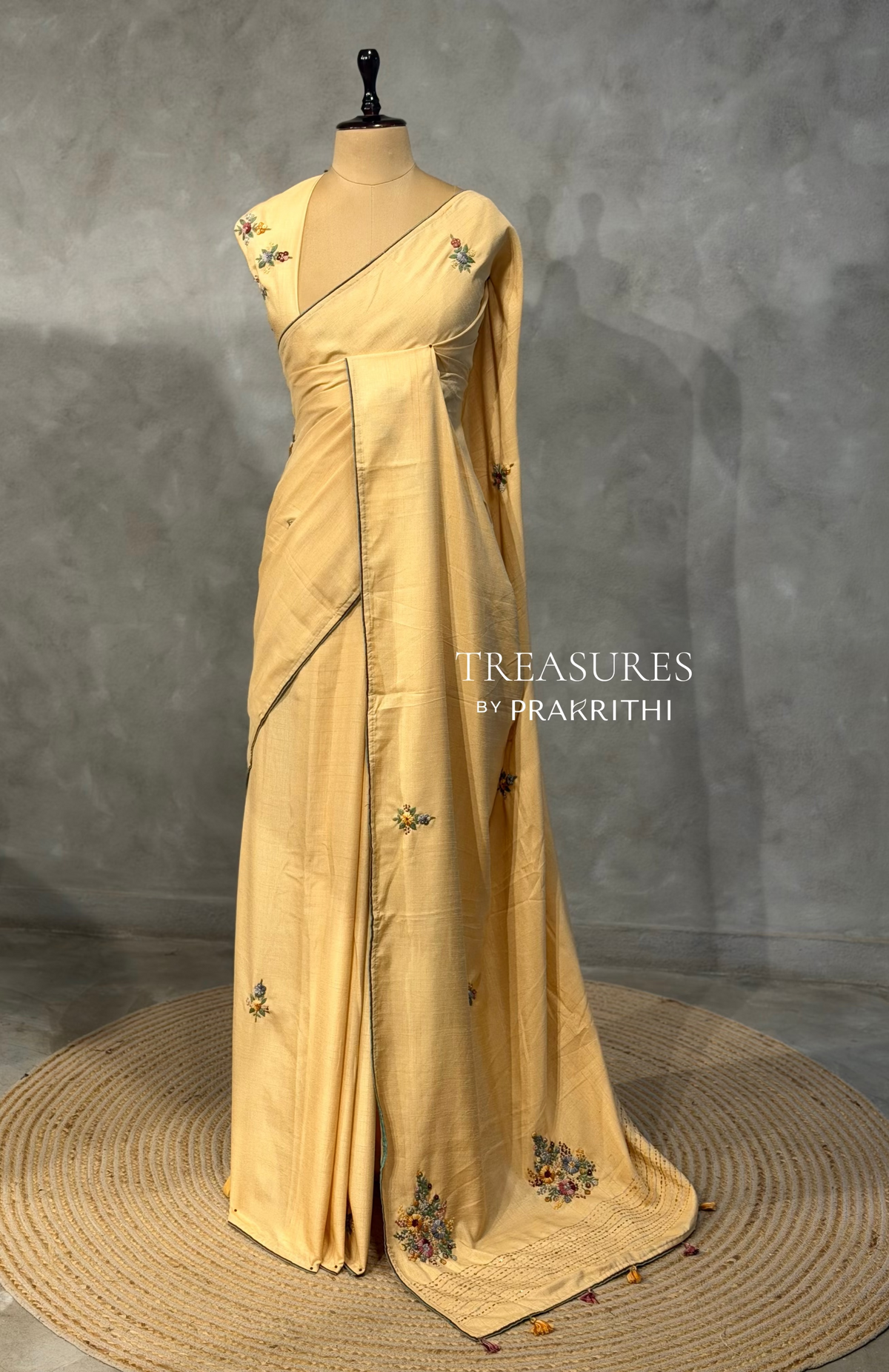 Tusser hand worked saree- PBR36B