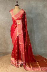 Red and pink Banarasi silk saree - PBRRP