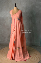 Tusser hand worked saree- PBR36D