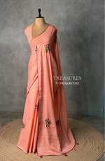 Tusser hand worked saree- PBR36D
