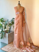 Earthy Peach Pure Organza sareesaree -PBR11A
