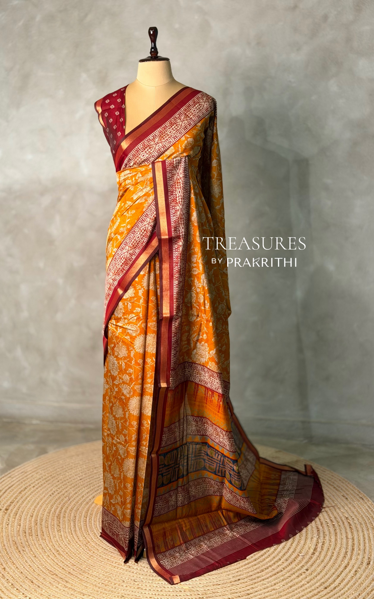 Mustard yellow Chanderi silk cotton saree- PBR36F