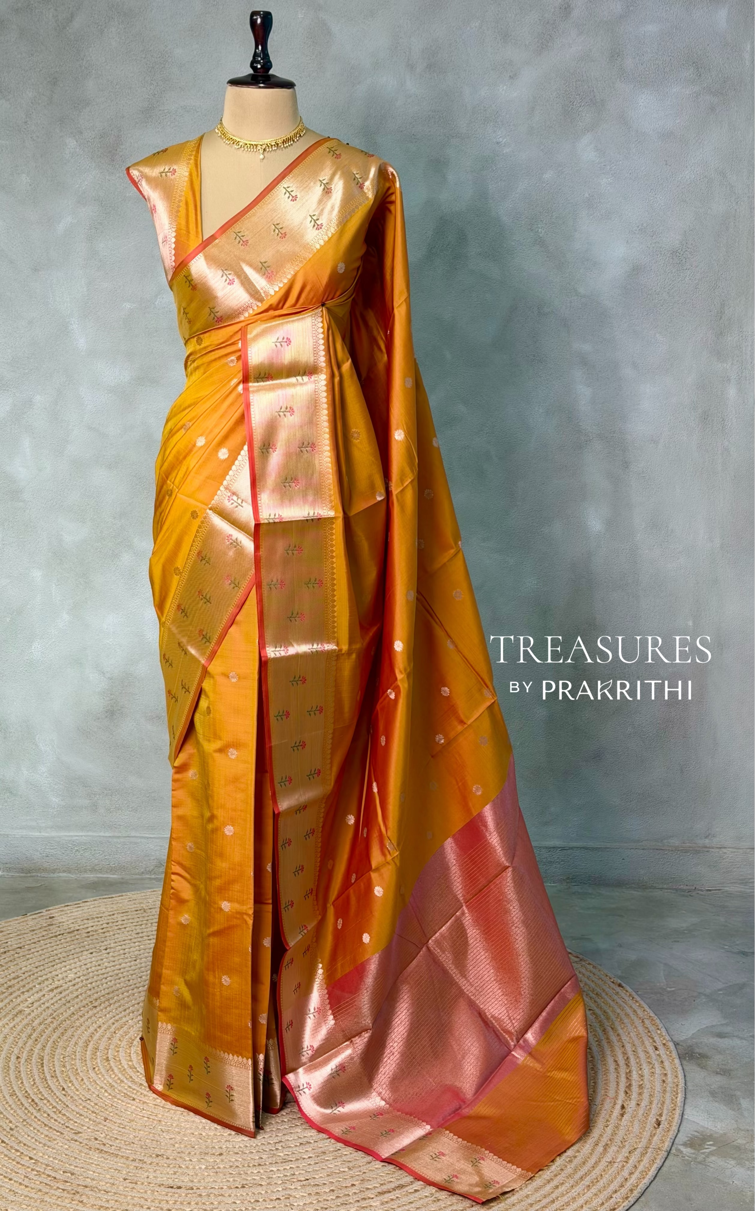 Mustard Yellow Banarasi silk saree -PIH61