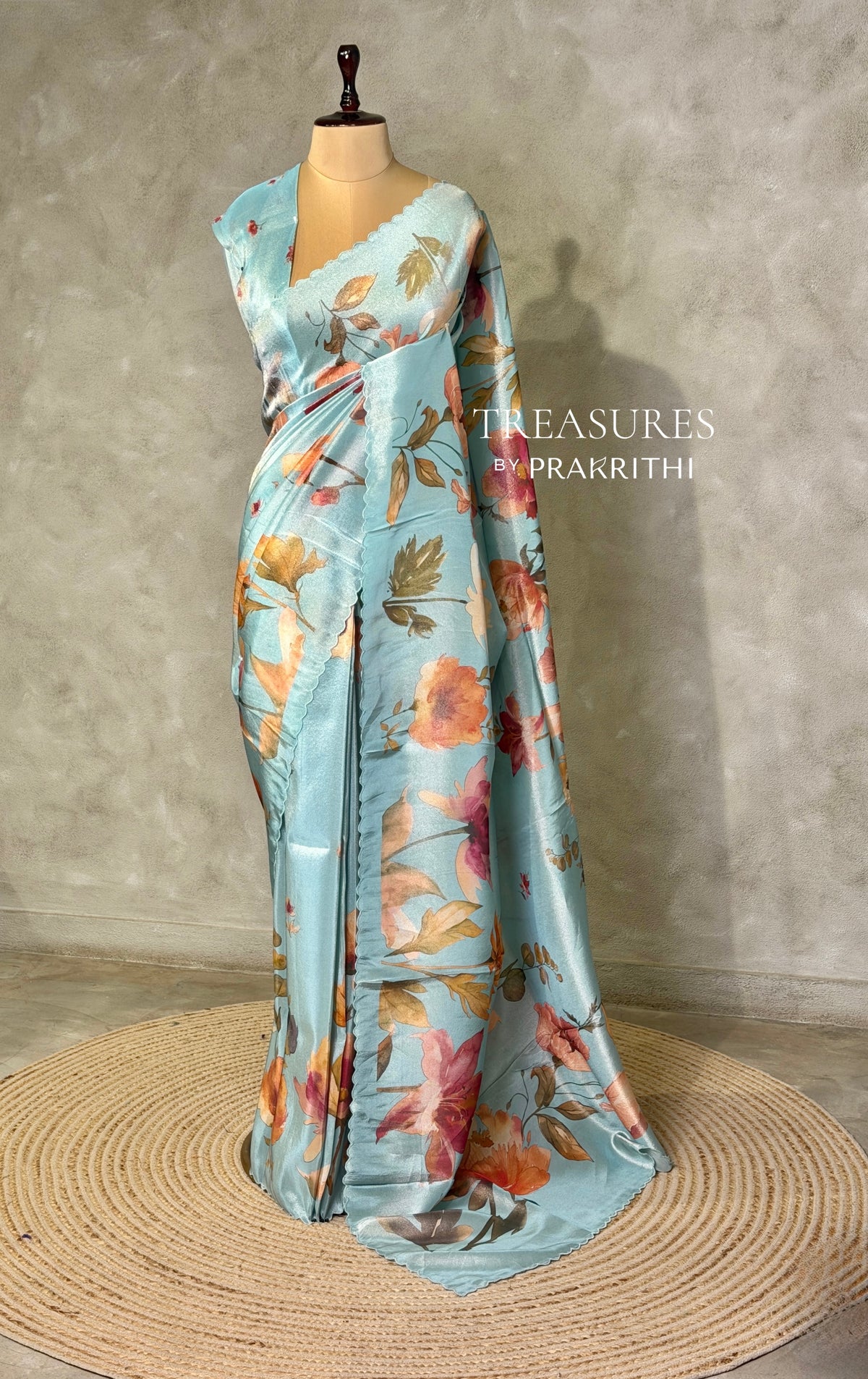 Pastal blue Pure Soft Tissue silksaree - PBRRUPG