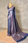 Blue Banarasi mashru katan silk saree - PRAZ10