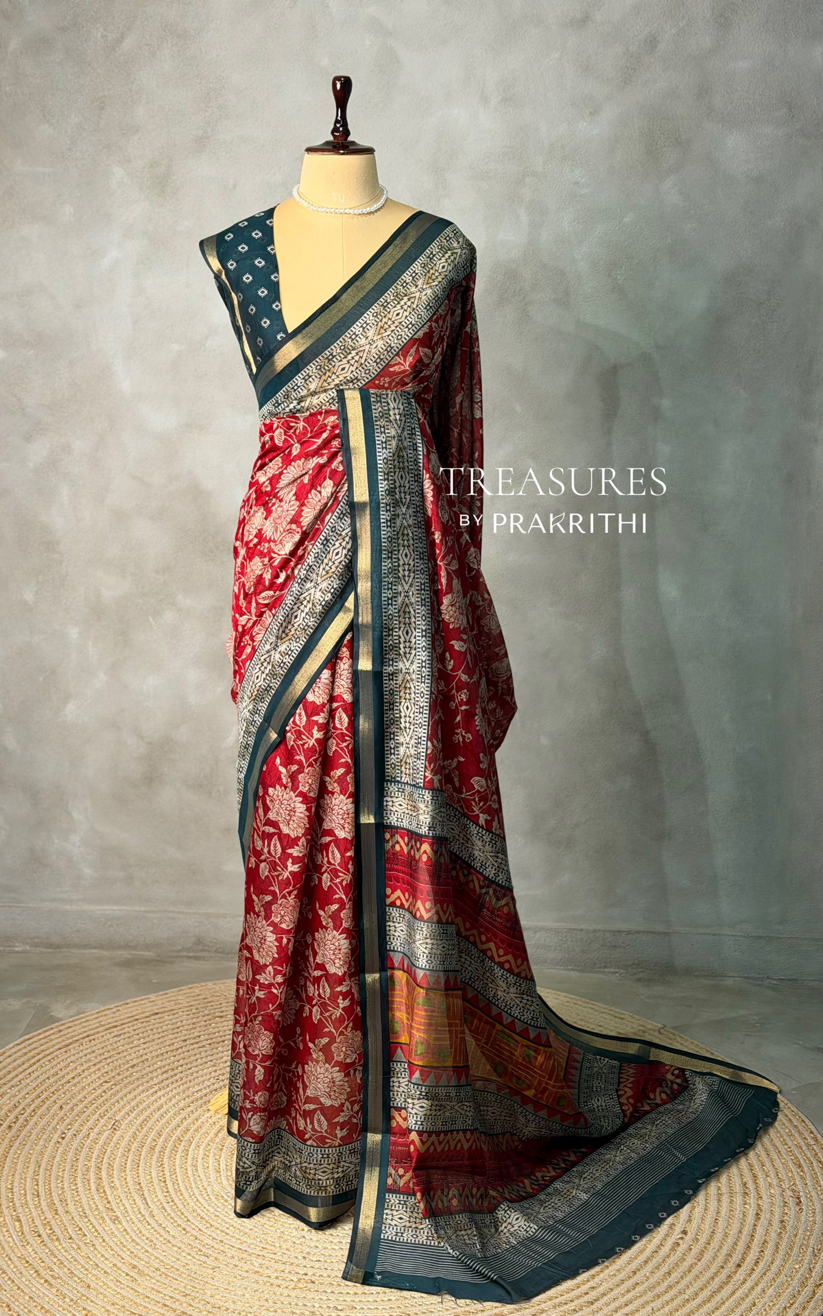 Maroon Chanderi silk cotton saree- PBR36H