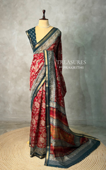 Maroon Chanderi silk cotton saree- PBR36H
