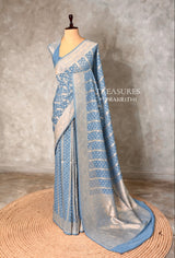 Light Blue Banarasi Georgette Saree - PBRH2DN3