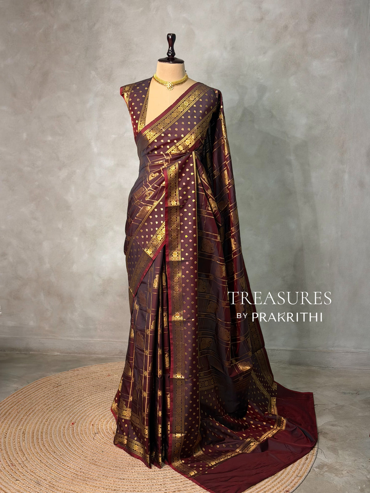 Brown Banarasi silk saree -PIH60C
