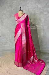 Rani pink pure satin Banarasi silk saree - PRAZ8A