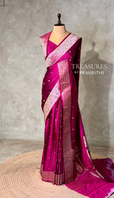 Magenta pure satin Banarasi silk saree - PRAZ8F
