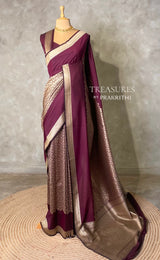 Deep Burgundy katan Banarasi silk saree - PRAZ9E