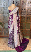 Deep Burgundy pure katan Banarasi silk saree - PBRKATAN1
