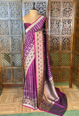 Deep wine pure katan Banarasi silk saree - PBRKATAN6