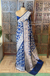 Blue pure katan Banarasi silk saree - PBRKATAN5