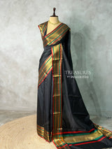Black Banarasi silk saree -IHAISH3