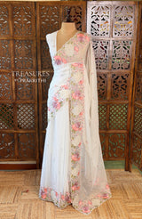 White Crush Georgette Saree - PBRCHAND