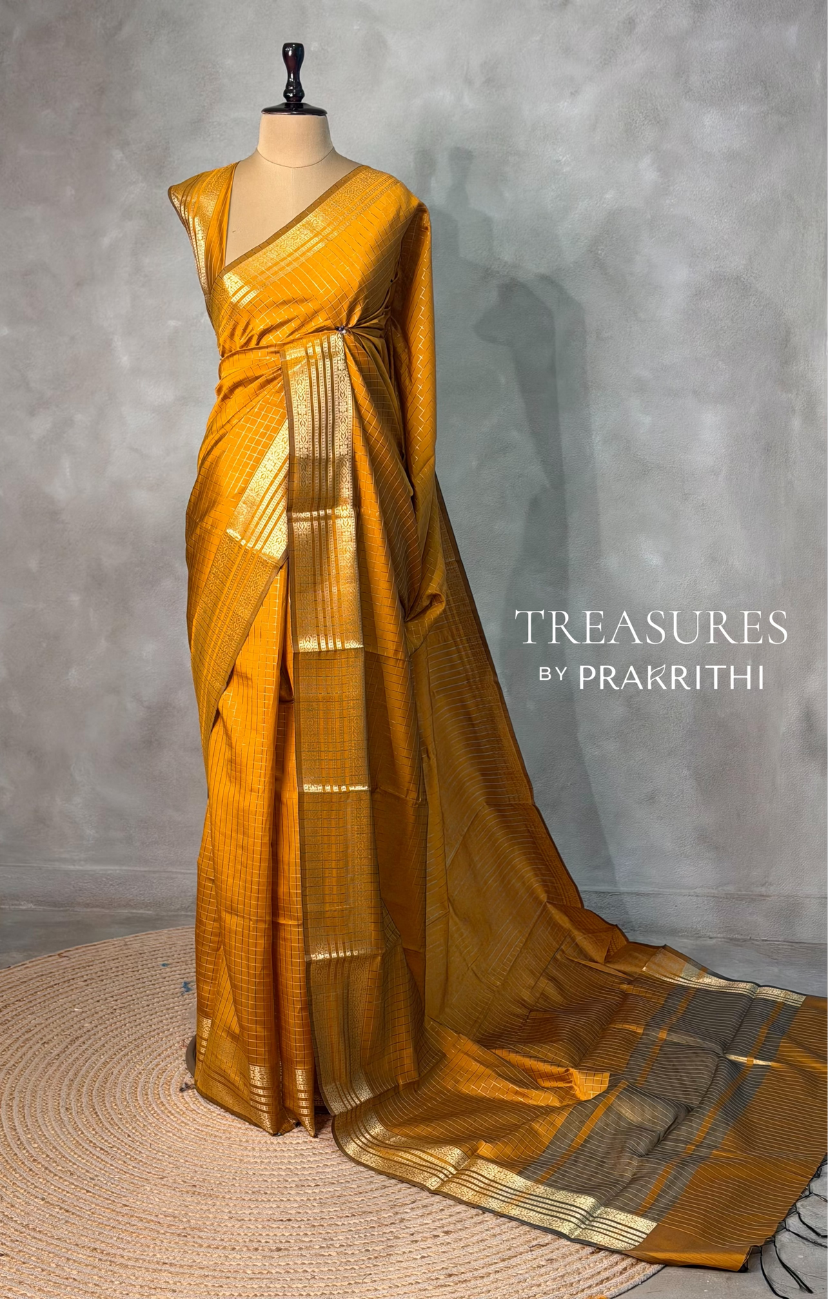 Mustard Yellow semi banarasi saree -PIH22D