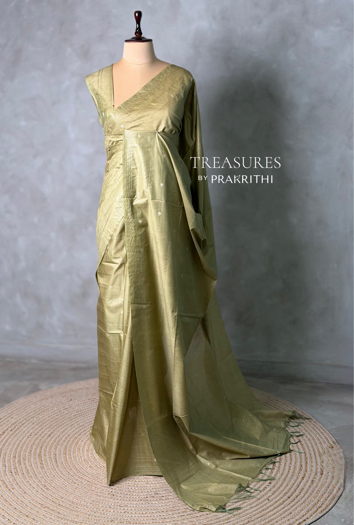 Green Soft semi Tusser Silk saree- PBR33T18I