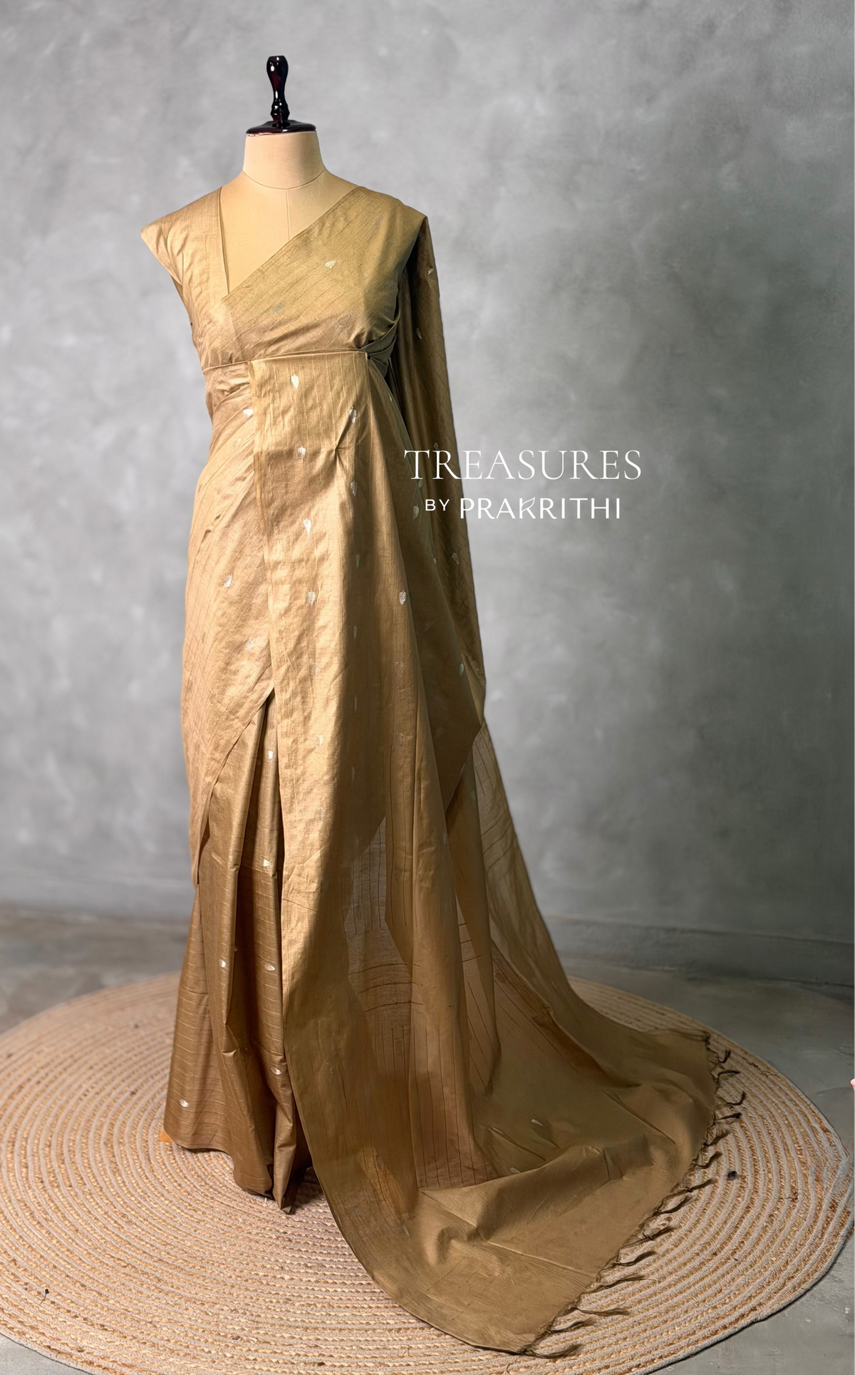 Chicku shade Soft semi Tusser Silk saree- PBR33T18k