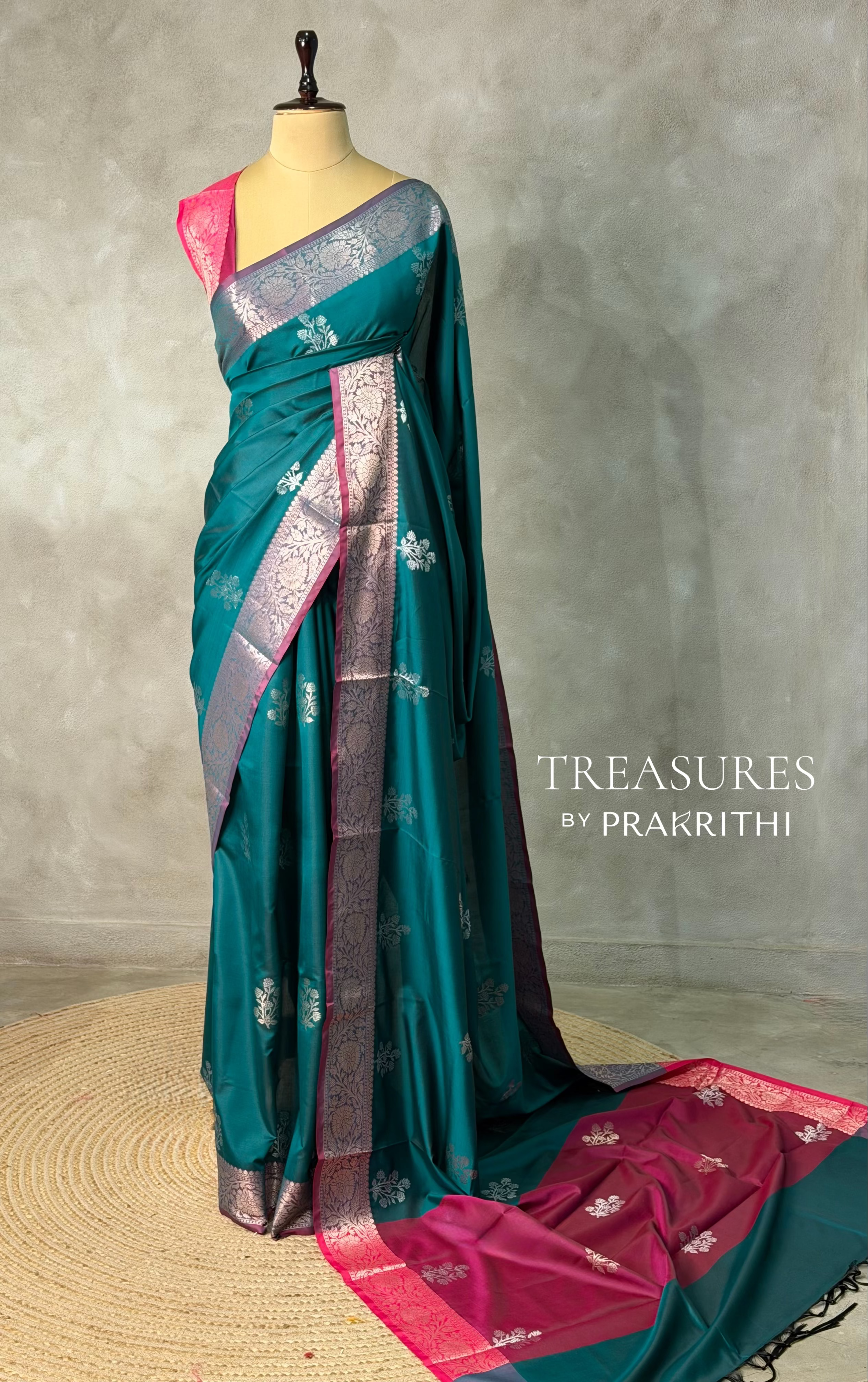 Peacock green and magenta Banarasi silk saree -LZ11