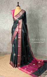Black and magenta Banarasi silk saree -LZ11A