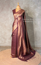 Deep purple Banarasi silk Saree - PBRATH7A
