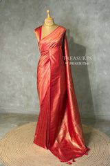 Reddish Peach Banarasi silk Saree - PBRATH7B