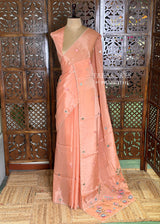 Pastal Peach pure Glass organza saree- PBRCHAND3B