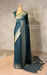 Peacock blue Viscose Silk Saree - PBRATH8C