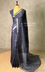 Navy blue Soft semi Tusser Silk saree- PBR33T18j