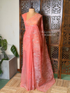 Peach Turkish organza silk saree- PBR43B
