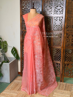 Peachorganza silk saree- PBR43B