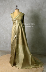 Green Soft semi Tusser Silk saree- PBR33T18Q