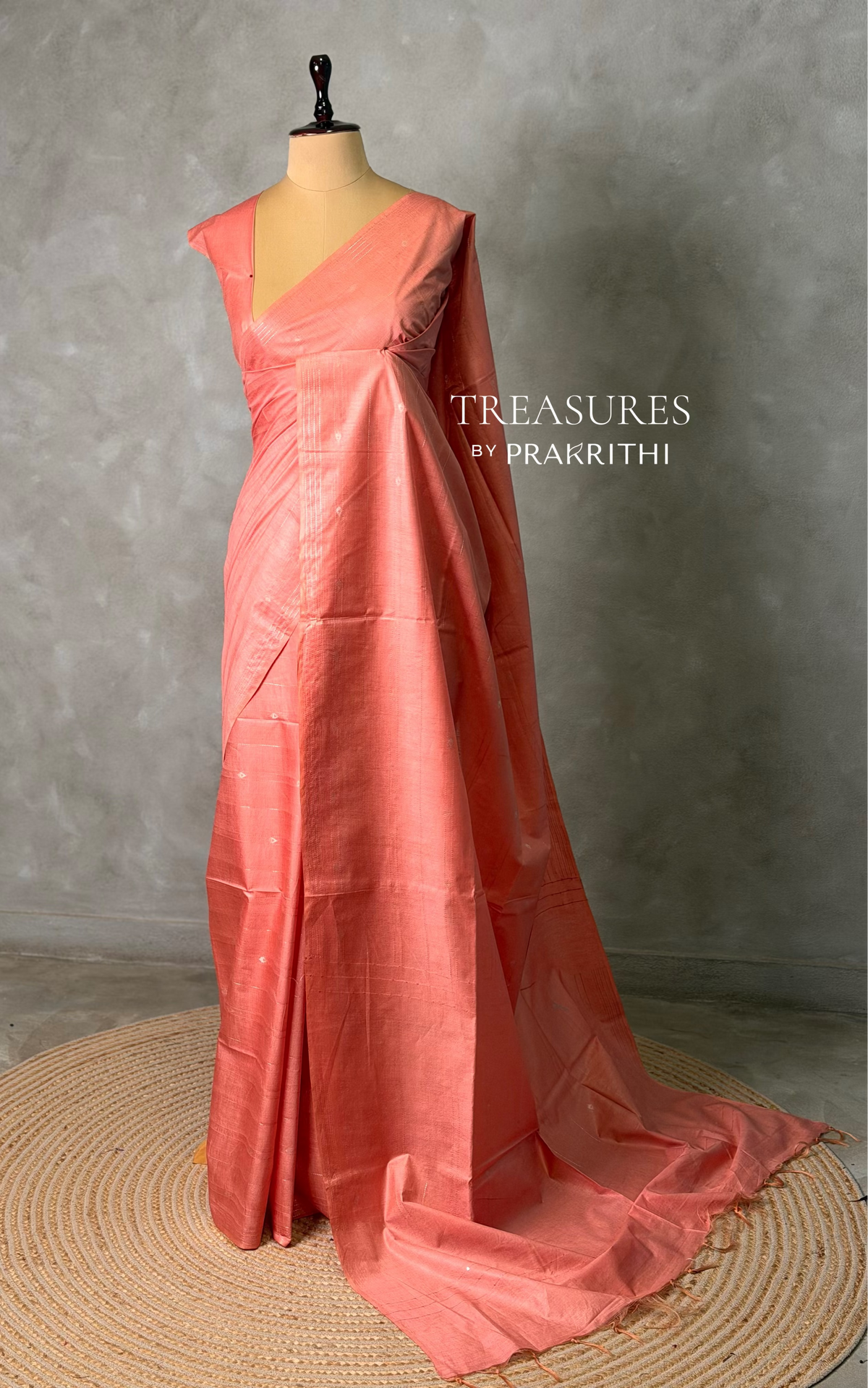 Peach Soft semi Tusser Silk saree- PBR33T18R